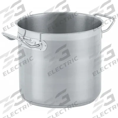 VOLLRATH Stock Pot: 27 qt Capacity, Stainless Steel, 0.8 mm Gauge, Lid Included - Stock Pots with Covers