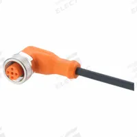 Single-Ended Cordset: M12 Female Bare Wire, 5 Pins, Black, PUR, 25 m Cable Lg, 4 A Max Current (A) (MPN EVC088). Key specifications — Cable Jacket Color: Black; End 1 Gender: Female; End 2 Connection Type: Bare Wire; IP Rating: IP69K; Brand: IFM; Wire Size: 0.34 sq mm; Cable Jacket Material: PUR; End 1 Connection Type: M12.