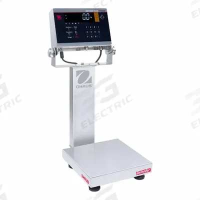 OHAUS Industrial Bench Scale: 10 in x 10 in, IP68/IP69K, Column-Mounted - Bench Scales with Column-Mounted Indicator