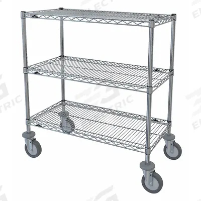 METRO Wire Shelving Unit: 60 in x 30 in x 39 7/8 in, Dry, Split Sleeve, 3 Shelves - Mobile Wire Shelving for Dry Use