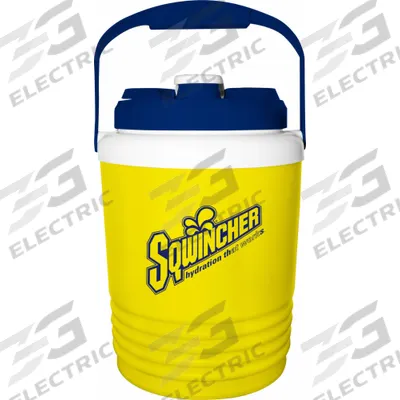 SQWINCHER Beverage Jug: 1 gal Capacity, Yellow, Plastic, BPA-Free, 24 7/16 in Overall Ht - Insulated Plastic Jugs