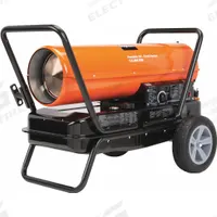 DAYTON Portable Oil and Kerosene Torpedo Heater: Wheeled Mounted, 2,900 sq ft Heating Area (MPN 3VE50). Key specifications — Key Features: Thermostat; Portability: Wheeled Mounted; Brand: DAYTON; Tank Capacity/Hours on One Filling: 10 gal/11 hr; Overall Dimensions - H x L x D: 24-5/8 in x 36-1/8 in x 21-1/2 in.