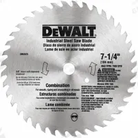 DEWALT Circular Saw Blade: 7 1/4 in Blade Dia., 40 Teeth, 0.09 in Cut Wd, 5/8 in Arbor Size, Combo (MPN DW3325). Key specifications — attr1116119: DEWALT; attr1145631: Wood.