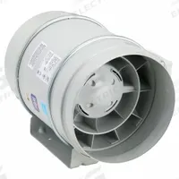 In-Line Duct Fan: 538 cfm Max., 8 in Duct, 184 W, 120V AC, 1 Ph, IP44, Thermoplastic (MPN TD-200). Key specifications — Includes: Mounting Bracket; Brand: SOLER & PALAU; Speed Controllable: Yes; High-Efficiency Motor: No; Housing Material: Thermoplastic; Nameplate Voltage: 120V AC; Number of Speeds: 1; Airflow @ 0.000 in SP - Range: 500 to 749 cfm.