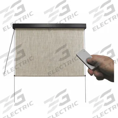 KEYSTONE FABRICS Exterior Sun Shade: Caribbean, 48 in Valence Wd, Motor with Remote Control - Elite Plus Series