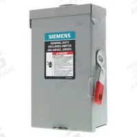 SIEMENS Safety Switch: Non-Fusible, 60 A, Single Phase, 240V AC, Galvanized Steel, Indoor/Outdoor (MPN GNF222RA). Key specifications — attr867131: SIEMENS.