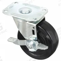 APPROVED VENDOR Plate Caster: Swivel, Rubber, 4 in Wheel Dia, 1 1/4 in Wheel Wd, Light Duty, Plain (MPN 5UX76). Key specifications — Wheel/Tread Color: Black; Brand: APPROVED VENDOR; Roll Up: Swivel with Brake.