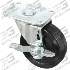 APPROVED VENDOR Plate Caster: Swivel, Rubber, 4 in Wheel Dia, 1 1/4 in Wheel Wd, Light Duty, Plain (MPN 5UX76). Key specifications — Wheel/Tread Color: Black; Brand: APPROVED VENDOR; Roll Up: Swivel with Brake.