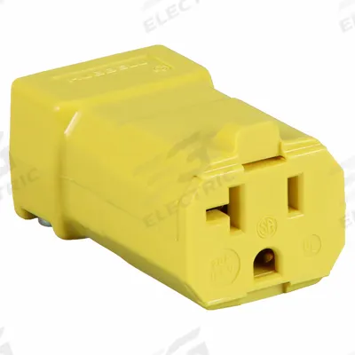 HUBBELL Straight Blade Connector: 5-20R, 125V AC, 20 A, 2 Pole, 3 Wire, Yellow (MPN HBL5369VY) - Hinged Connectors