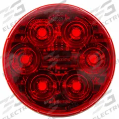MAXXIMA Stop/Turn/Tail Light: LED, Stop Light, Red, Round, 4 5/16 in Overall Dia, Dry Fit Connector (MPN M42358RDF-MH). Key specifications — Standards: SAE J585E; Electrical Connection: Dry Fit Connector; Brand: MAXXIMA; Installation Type: Permanent; Lens Color: Red; Mount Type: Grommet; Lighting Technology: LED; Light Type: Stop Light.