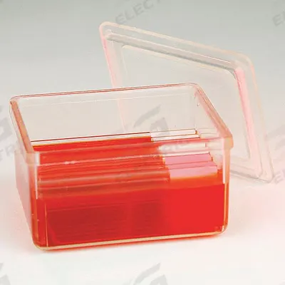 GLOBE SCIENTIFIC Staining Jar: 10 Sample Capacity, 50 mm Ht, 70 mm Wd, 60 mm Dp, PMP - Staining Dishes