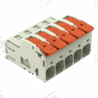 WAGO Lever Wire Connector: 5 Port, 18 AWG – 4 AWG Solid Wire Size Range, 66 A - Modular Lever Wire Connectors