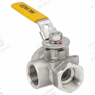 MILWAUKEE VALVE Manual Three-Way Ball Valve: 1 in, CF8M Stainless Steel, L Flow - L-Port Stainless Steel Ball Valves