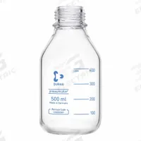 DURAN Laboratory Bottle: 500 mL, Closure Material: HDPE – Closure Liner Material: Unlined Cap, 45 mm (MPN 218154485). Key specifications — Brand: DURAN; Graduated: Yes; Pre-Cleaned: None; Body Color: Colorless; Screw Closure Size: 45 mm.