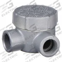 Conduit Outlet Body: Iron, GRJ, 1/2 in Trade Size, L Body, 7.3 cu in Body Capacity (MPN GRJL50). Key specifications — Series: For Round Body; Compatible Conduit Trade Size: 1/2 in; Thread Gender: Female; Hub Style: Threaded; Cover Included: Yes; Body Style: L; Connection Type: Threaded; Back Type: Round.