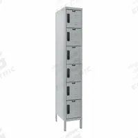 HALLOWELL Locker: 12 in x 15 in x 78 in, 6 Tiers, 1 Units Wide, Louvered, 8-Digit Code/Key, Gray (MPN UEL1258-6PL). Key specifications — Locker Color: Gray; Door Type: Louvered; Includes Number Plates: Yes; ADA Compliant: Yes; Lock Type: 8-Digit Code/Key; Brand: HALLOWELL; Assembled: Unassembled; Color Family: Gray.