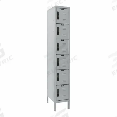 HALLOWELL Locker: 12 in x 15 in x 78 in, 6 Tiers, 1 Units Wide, Louvered, 8-Digit Code/Key - Louvered Metal Box Lockers