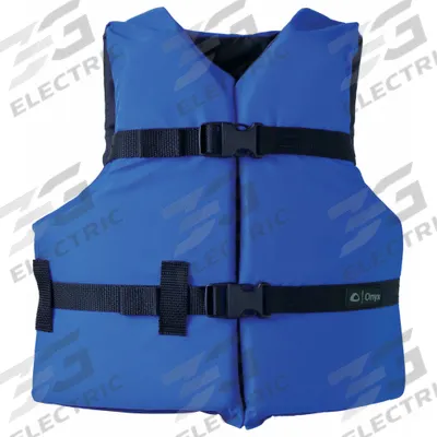 ONYX Life Jacket: Blue, Level 70, Type III, 15 1/2 lb Buoyancy, Not Reflective - Foam Personal Flotation Devices