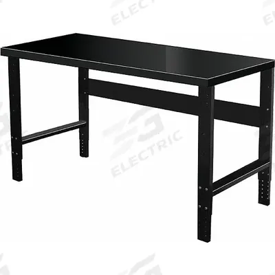 HALLOWELL Workbench: Adj Ht, 48 in x 30 in, Black, Stringer - Steel-Top Workbenches