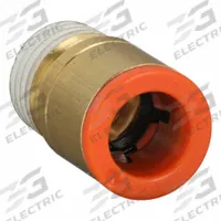 SMC Push-Fit Adapter Fitting: 3/8 in OD x 1/4 in Pipe Size, Push-to-Connect x MNPT, Brass, White (MPN KQ2S11-35AS). Key specifications — Brand: SMC; Thread Size A: 1/4".