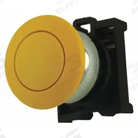 EATON Mushroom Head Push Button: 22 mm Mounting Size, Metallic, Maintained (MPN M22M-DRP-Y). Key specifications — Brand: EATON; Action: Maintained; Series: M22; Push Button Material Type: Metallic.