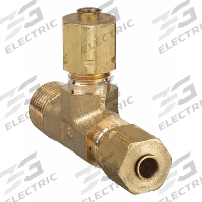 PARKER Compression Tee Fitting: 1/8 in OD x 1/8 in OD x 1/8 in Pipe Fitting Size, Brass - Self-Aligning Brass Compression Fittings