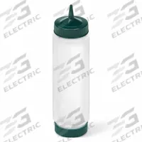 VOLLRATH Squeeze Bottle: 24 oz Capacity, 2 1/8 in Opening Dia, 11 3/16 in Overall Ht, NSF Certified (MPN 49242-13191191). Key specifications — Dishwasher Safe: Yes; Brand: VOLLRATH; Color: Clear/Green.