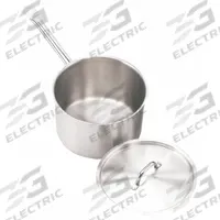 CRESTWARE Sauce Pan w/Cover: 2.625 qt Capacity, Stainless Steel, Welded, Silver, 7 3/4 in Dia, Flat (MPN SSPAN2WC). Key specifications — NSF Certified: No; Body Material: Stainless Steel; Cover Type: Flat; Brand: CRESTWARE; Body Style: Straight; Handle Material: Stainless Steel; Handle Type: Welded; Material: Stainless Steel.