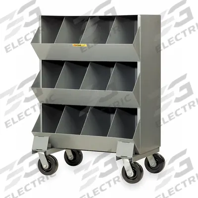 LITTLE GIANT Mobile Bin Cart: 32 in x 20 in x 45 1/2 in, Caster, 12 Compartments - Mobile Stacking Bin Units