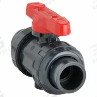 ASAHI Manual Two-Way Ball Valve: 1 in, PVC, Straight, 150 psi Max. Pressure (CWP), One-Piece, Tee (MPN 1605010). Key specifications — Brand: ASAHI; Handle: Tee.