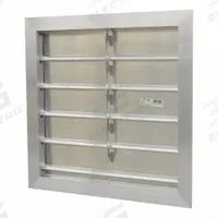 Manual Damper: For 24 in Fan, For 24 in Nominal Duct Dia, 5, 24 in H, 24 in W, 2 1/4 in D, Aluminum (MPN SR3224X24). Key specifications — Airflow Direction: Horizontal; Blade Type: Flat Blade; Brand: CANARM.