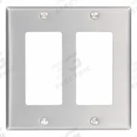 LEVITON Wall Plate: Decorator-Rocker, 2 Gang, Std Size (MPN 83409). Key specifications — Brand: LEVITON; Material: Aluminum.