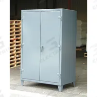 STRONG HOLD Storage Cabinet: 48 in x 30 in x 72 in, Swing Handle & Padlock Hasp, 12 ga Panel Thick (MPN 46-304). Key specifications — attr62698: Dark Gray; attr62736: Welded; attr87895: Legs; attr62693: Assembled; attr62737: Stationary; attr62694: Adjustable; attr62695: Baked Enamel; attr62696: Steel.