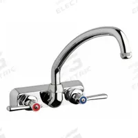 CHICAGO FAUCETS Low Arc Kitchen Faucet: W4W, Brass, Centerset, Wall, 2 Mounting Holes, 2 Handles (MPN W4W-L9E1-369AB). Key specifications — Series: W4W; Brand: CHICAGO FAUCETS.