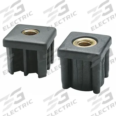 ELESA Tube End Leveling Mount: Square, Nylon, M14 Thread Size, 1,344 lb Capacity - Tube End Leveling Mounts without Feet