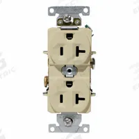 LEVITON Duplex Receptacle/Oultet, 20 Amp: Duplex, 5-20, Ivory, 125V AC, 20 A, 2 Pole / 3 Wire (MPN C5362-I)