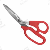 CLAUSS Shears: Ambidextrous, 8 in Overall Lg, Serrated, Stainless Steel, Pointed, Red (MPN 18213). Key specifications — attr308500: Stainless Steel; attr308502: Red; attr308505: Ambidextrous; attr308522: Vinyl; attr324896: CLAUSS.