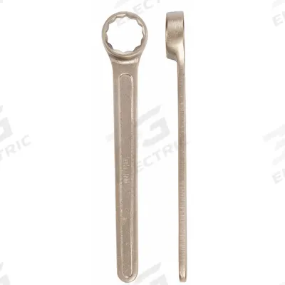 AMPCO Box End Wrench: Natural, 37 mm Head Size, 13 in Overall Lg, Std - Metric, Single End, 12-Point, Box End Nonsparking Wrenches