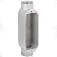 Conduit Outlet Body: Aluminum, 1 1/2 in Trade Size, C Body, 36 cu in Body Capacity, Threaded Hub (MPN OC-5). Key specifications — Finish: Powder Coated; Includes: Stainless Steel Screws; For Use With: RMC; Brand: HUBBELL KILLARK; Hub Style: Threaded; Mfr. Series: O.
