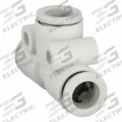 SMC Push-Fit Tee Fitting: 8 mm OD x 8 mm OD x 8 mm OD Size, Polybutylene Terephthalate - Polybutylene & Brass Tube Fittings