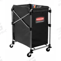 RUBBERMAID COMMERCIAL PRODUCTS Basket Truck: 5 cu ft, 220 lb, 24 1/8 in L x 20 1/4 in W x 34 in H (MPN 1881749). Key specifications — attr1346169: RUBBERMAID COMMERCIAL PRODUCTS; attr1346173: Black; attr1346183: (4) Swivel; attr1346189: Assembled.
