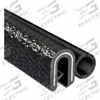 TRIM LOK INC Trim Seal: Rounded, 25 ft Overall Lg, PVC Outer, EPDM Bulb, 7/16 in Leg Lg (MPN 7M075B3X1/8A-25). Key specifications — Standards: FAA/FAR 23.853; Bulb Material: EPDM; Brand: TRIM LOK INC; Color: Black; Outer Material: PVC; Profile Shape: Rounded.