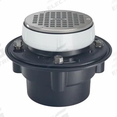 ZURN Floor Drain: 8 1/4 in Overall Dia, 6 in Grate Size, 4 in Nominal Pipe Size - Height Adjustable Floor Drains