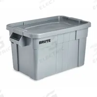 RUBBERMAID COMMERCIAL PRODUCTS Storage Tote: 20 gal, 27 7/8 in x 17 3/8 in x 15 1/8 in, Gray Body (MPN FG9S3100GRAY). Key specifications — Material: Plastic; Edge/Corner Design: Rounded; Body Color: Gray; Lid Color: Gray; Brand: RUBBERMAID COMMERCIAL PRODUCTS; NSF Certified: NSF Certified; Nestable: Nesting Capable.