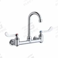 ELKAY Handle-Operated Faucet: Wall, Centerset, Brass, Chrome Plated, 1.5 gpm Flow Rate, Gooseneck (MPN LK940GN04T4H). Key specifications — Color/Finish: Chrome Plated; Series: Elkay®; Includes: Vandal-Resistant Aerator.