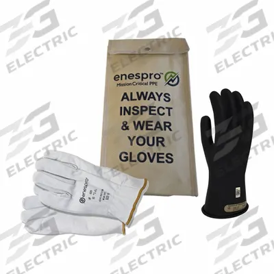 ENESPRO Electrical-Insulating Glove Kit: 500V AC, 750V DC, Class 00, 11 in Glove Lg - Class 00 Electrical Glove Kits