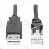 EATON TRIPP LITE Rollover Console Cable: 15 ft Overall Lg, RJ45 Male, USB A Male, Shielded, Black (MPN U009-015-RJ45-X). Key specifications — Jacket Color: Black; Jacket Material: PVC; Shielded: Shielded; Brand: EATON TRIPP LITE; Compatible Product Type: Computer.