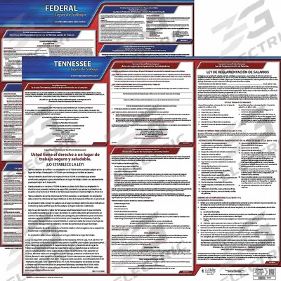 JJ KELLER Labor Law Poster: TN, Spanish, Plastic, 30 in x 24 in - State & Federal Labor Law Poster Sets
