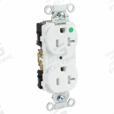 HUBBELL Receptacle: Hospital Grade Fed. Spec., Duplex, 5-20R, White, 125V AC, 20 A - General Purpose Receptacles