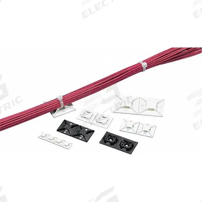 PANDUIT Cable Tie Mounting Base: 0.21 in Slot Wd, 0.07 in Slot Ht, White, 1.12 in Wd - Adhesive Mount Cable Tie Bases